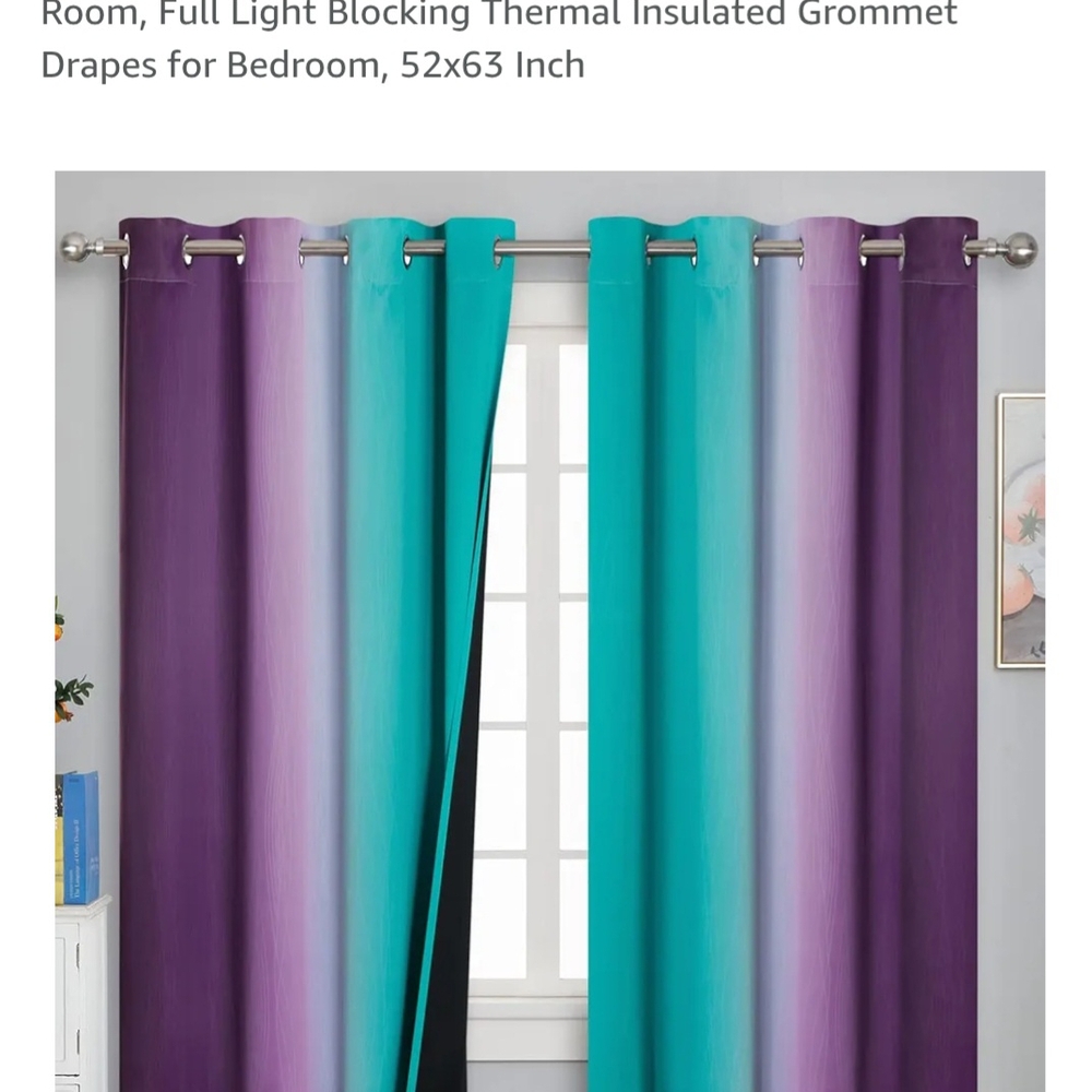 Purple and Blue Color-Block Curtains for Modern Accents